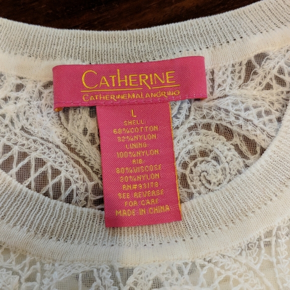 Lace racerback cream Catherine Malandrino top - Picture 2 of 7